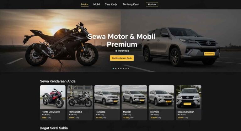 Jasa Pembuatan Website Rental Murah Motor dan mobil di bali